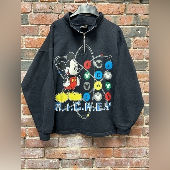 Disney Tops - Mickey Mouse Vintage 1/4 Zip Lightweight Sweatshirt